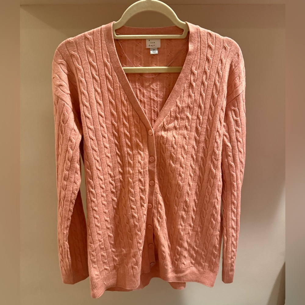 a new day Coral Pink Cable Knit Button Cardigan